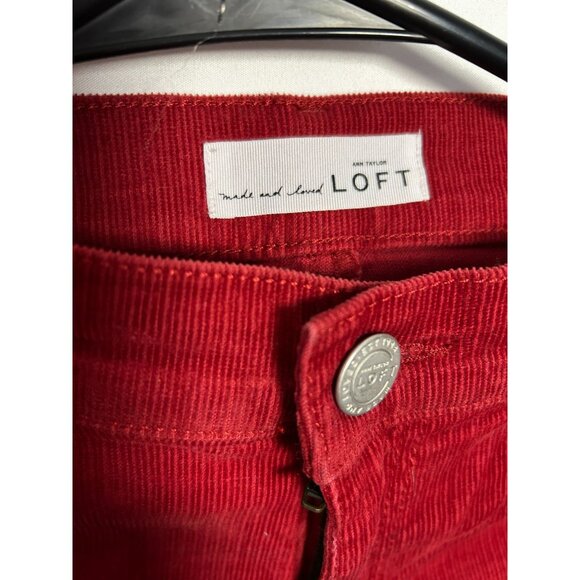 Loft Red Flare Crop Corduroy Pants Size 24 Women's - Picture 3 of 15